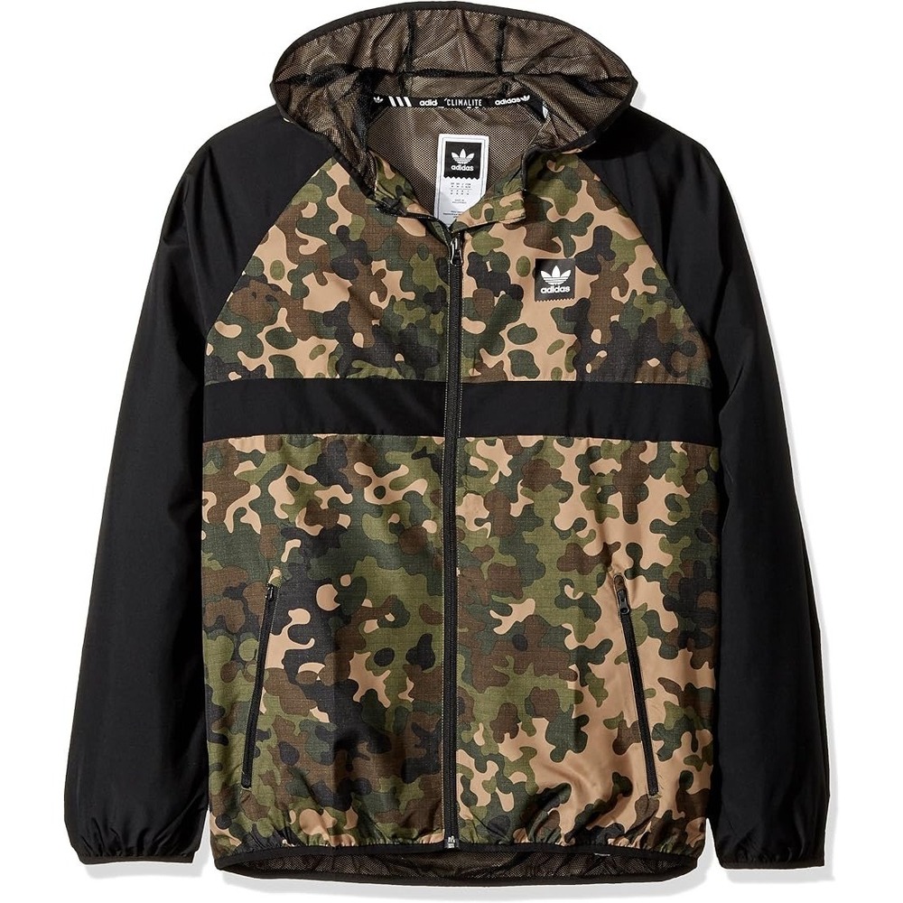 Adidas Skateboarding Camo Windbreaker Jacket Men M Climalite Trefoil Full Zip